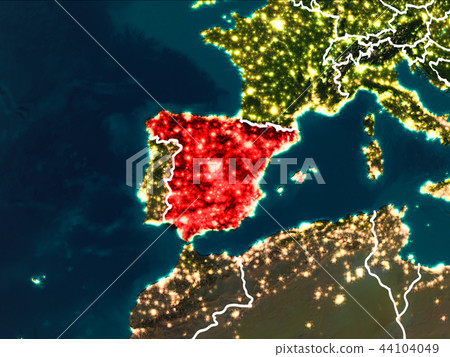 Map of Spain at night 44104049