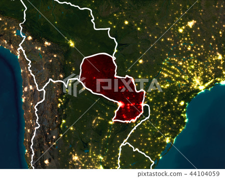 Map of Paraguay at night Map of Paraguay at night 44104059