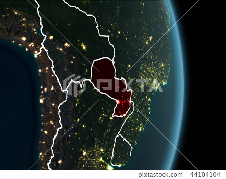 Orbit view of Paraguay at night Orbit view of Paraguay at night 44104104