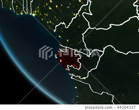 Satellite view of Gabon at night Satellite view of Gabon at night 44104337