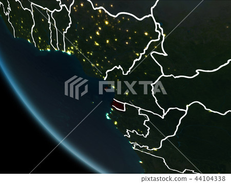 Satellite view of Equatorial Guinea at night 44104338