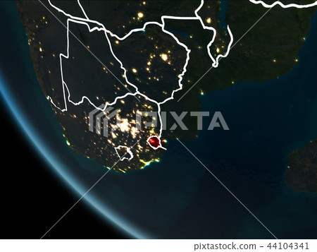Satellite view of Swaziland at night 44104341