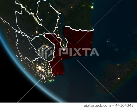Satellite view of Mozambique at night 44104342
