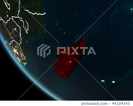 Satellite view of Madagascar at night Satellite view of Madagascar at night 44104343