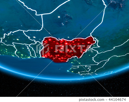 Nigeria on planet Earth from space at night 44104674