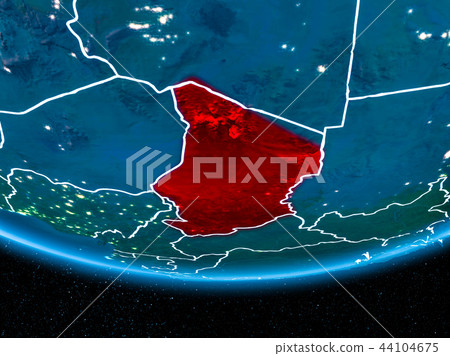 Chad on planet Earth from space at night Chad on planet Earth from space at night 44104675