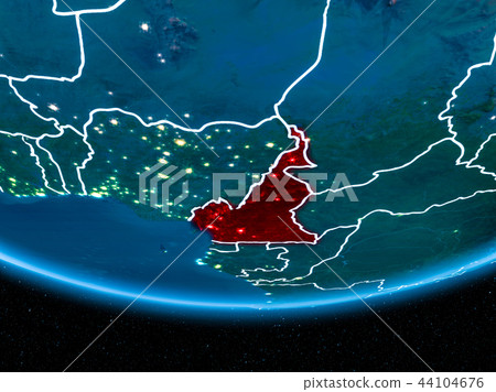 Cameroon on planet Earth from space at night Cameroon on planet Earth from space at night 44104676