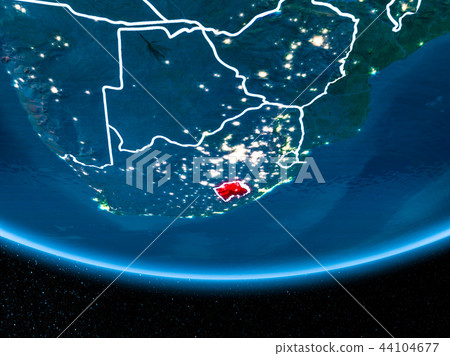 Lesotho on planet Earth from space at night Lesotho on planet Earth from space at night 44104677