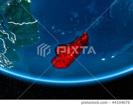 Madagascar on planet Earth from space at night Madagascar on planet Earth from space at night 44104678