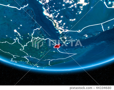 Djibouti on planet Earth from space at night 44104680