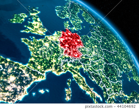 Satellite view of Germany at night 44104692
