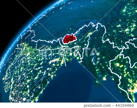 Map of Bhutan at night Map of Bhutan at night 44104860
