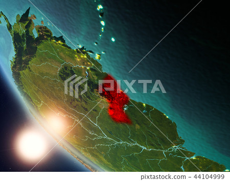 Guyana during sunset on Earth Guyana during sunset on Earth 44104999