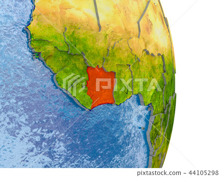 Ivory Coast on realistic globe 44105298
