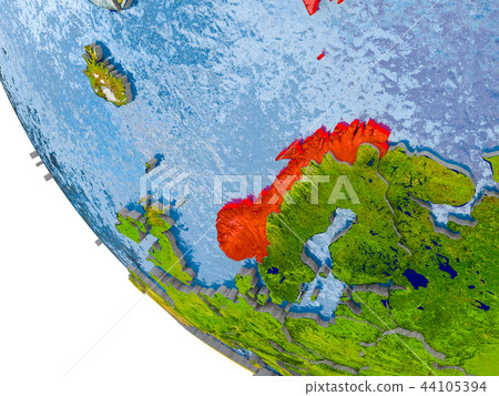 Norway on globe Norway on globe 44105394