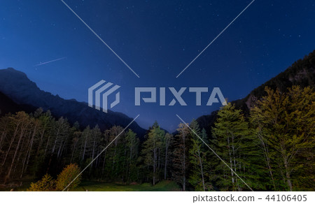 Alpine valley at night, Logarska valley, Slovenia Alpine valley at night, Logarska valley, Slovenia 44106405