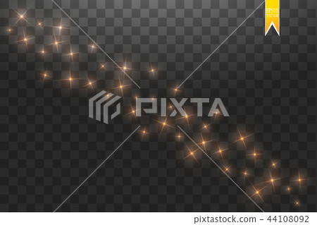 Gold star dust trail sparkling particles isolated. 44108092