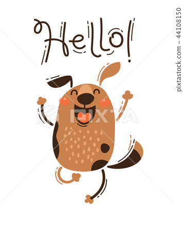 A happy dog greets you Hello. Vector... - Stock Illustration [44108150] -  PIXTA