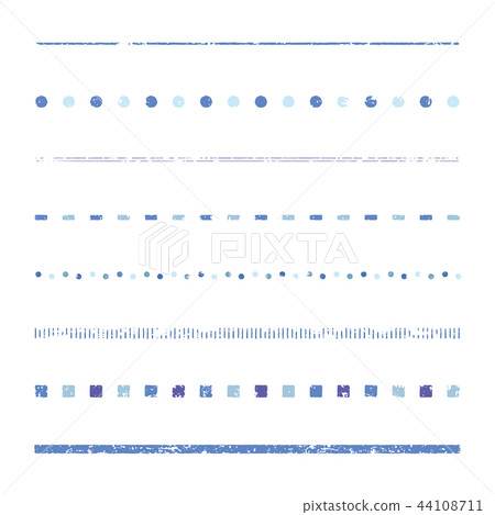 Stamp style line set (blue) - Stock Illustration [44108711] - PIXTA