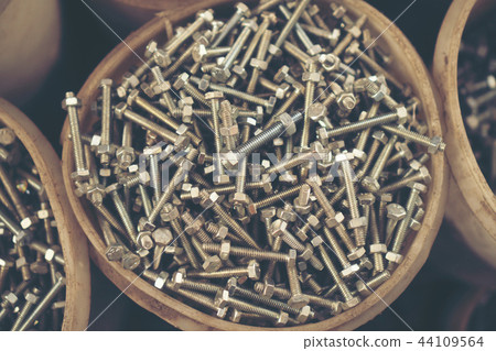 Stack of steel pipes in metal factory shop 44109564