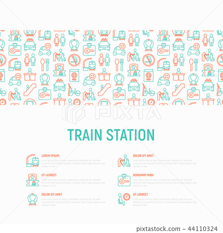 Train station concept with thin line icons 44110324