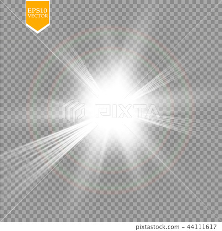 Glow light effect. Starburst with sparkles. 44111617