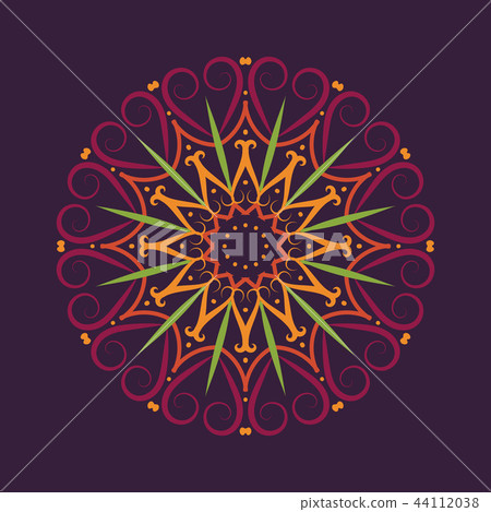 Floral round decorative symbol. Vintage decorative elements. Abstract background 44112038