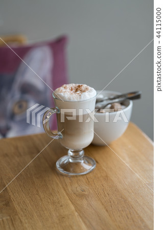 coffee latte with cinnamon at cafe place wooden coffee latte with cinnamon at cafe place wooden 44115000