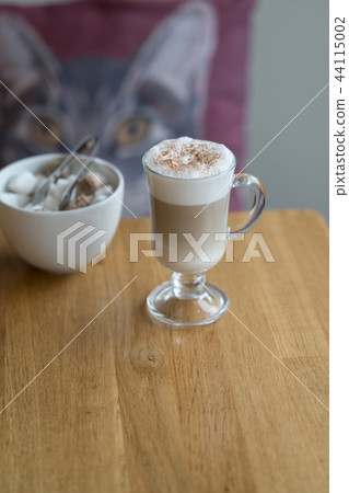 coffee latte with cinnamon at cafe place wooden coffee latte with cinnamon at cafe place wooden 44115002