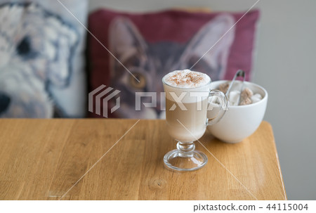 coffee latte with cinnamon at cafe place wooden coffee latte with cinnamon at cafe place wooden 44115004