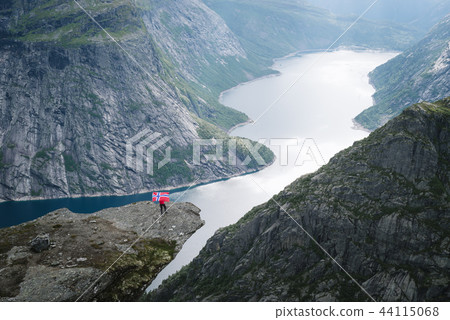 Trolltunga Rock and Ringedalsvatnet lake in Norway 44115068