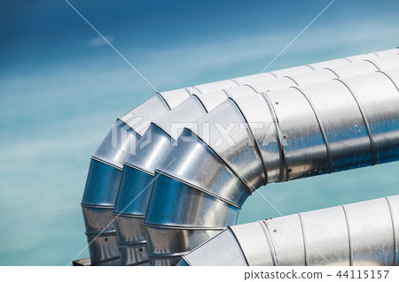 Industrial air pipeline made of shiny metal 44115157
