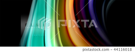 Fluid colors abstract background colorful poster, twisted liquid design on black, colorful marble or 44116018
