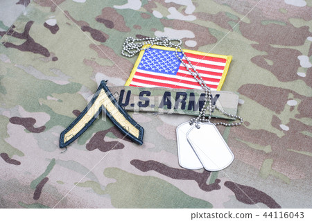 US ARMY Private rank patch, flag patch, dog tags US ARMY Private rank patch, flag patch, dog tags 44116043