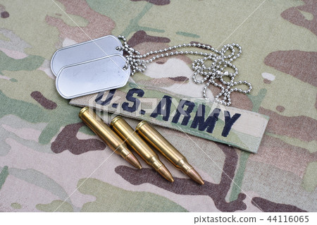 US ARMY branch tape with dog tag and 5.56mm rounds 44116065