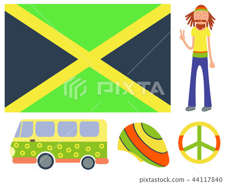 Rastafarian cannabis peace ganja icons set in flat style marijuana smoking equipment vector Rastafarian cannabis peace ganja icons set in flat style marijuana smoking equipment vector 44117840