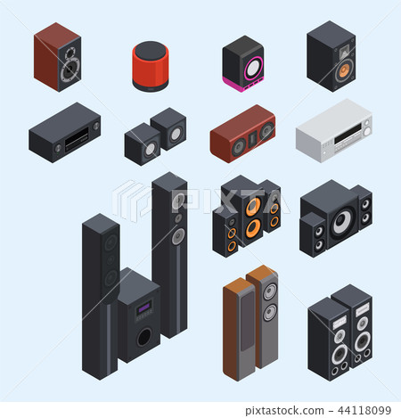 Home isometric sound system stereo acoustic 3d vector music loudspeakers player subwoofer equipment 44118099
