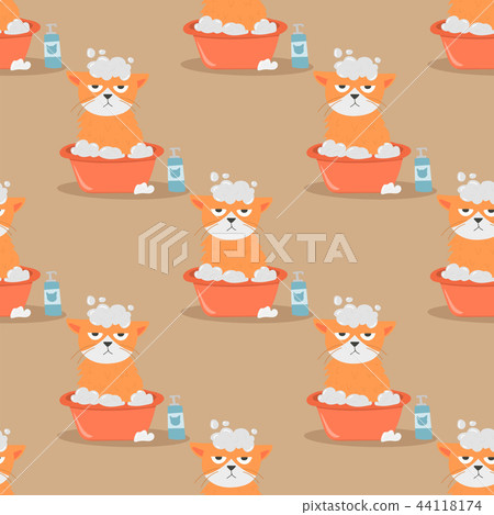 Cats heads vector illustration cute animal funny seamless pattern background characters feline Cats heads vector illustration cute animal funny seamless pattern background characters feline 44118174
