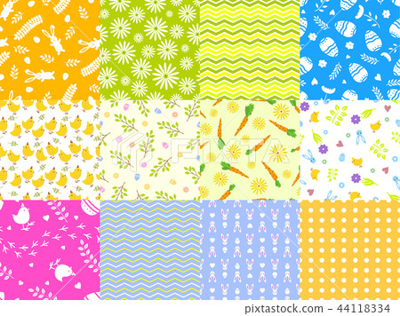 Easter spring vector seamless pattern background traditional eggs and rabbit card design Easter 44118334