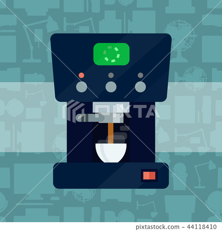Vector coffee expresso maker machine caffeine modern drink kitchen appliance breakfast drink Vector coffee expresso maker machine caffeine modern drink kitchen appliance breakfast drink 44118410
