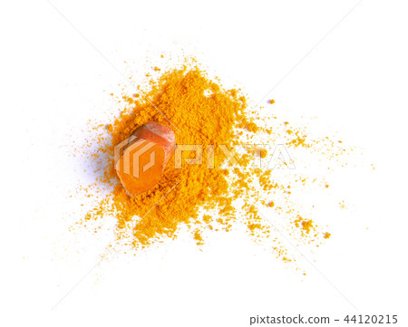 Turmeric (Curcuma) powder pile isolated Turmeric (Curcuma) powder pile isolated 44120215
