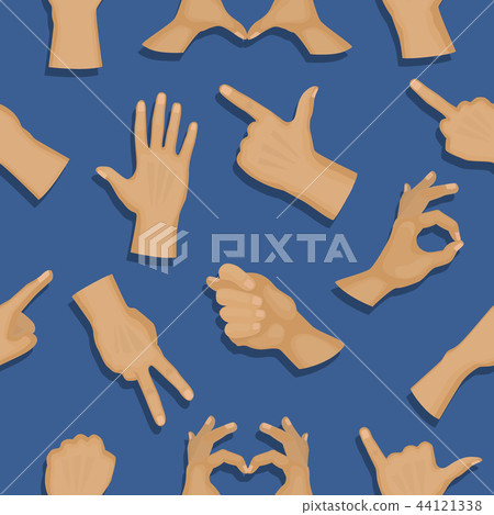 Hands deaf-mute different gestures human arm people communication vector seamless pattern background Hands deaf-mute different gestures human arm people communication vector seamless pattern background 44121338