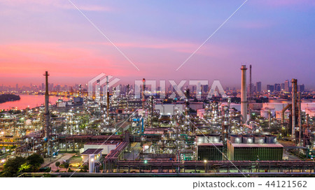 Aerial view petrochemical industrial oil refinery. Aerial view petrochemical industrial oil refinery. 44121562