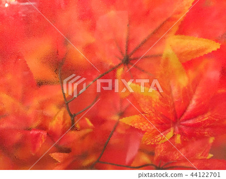 fake red tree look true the frosted glass. 44122701