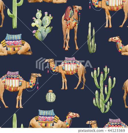Watercolor camel pattern Watercolor camel pattern 44123369
