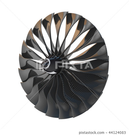 Jet engine, turbine blades of airplane, 3d render Jet engine, turbine blades of airplane, 3d render 44124083