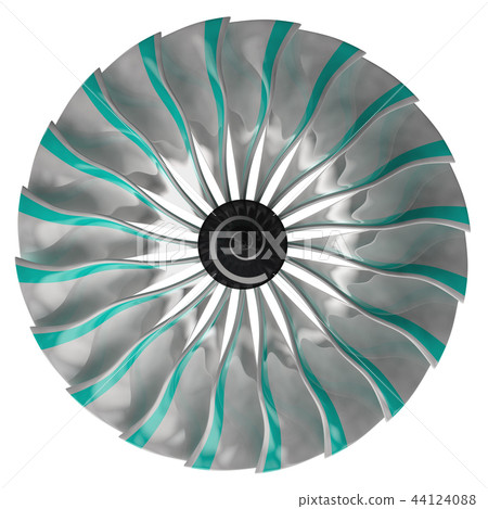 Jet engine, turbine blades of airplane, 3d render 44124088
