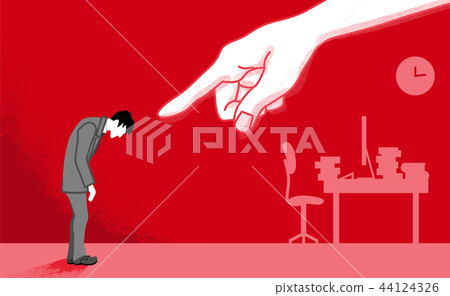 Businessman pointed at huge hand-Powerhara concept art 44124326