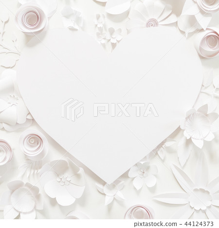 heart frame with white paper flower heart frame with white paper flower 44124373