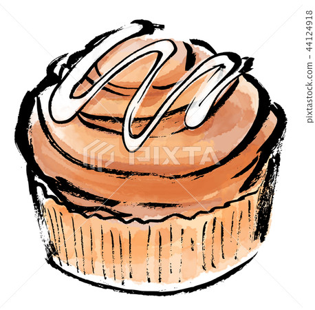 Brush painting bread cinnamon roll 44124918